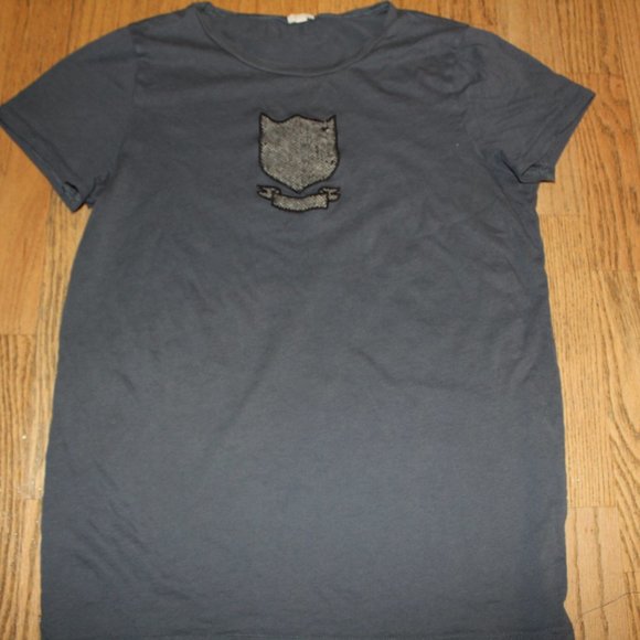 J CREW GREY TWEED PATCH SHORT SLEEVE SHIRT TOP L - Picture 3 of 6